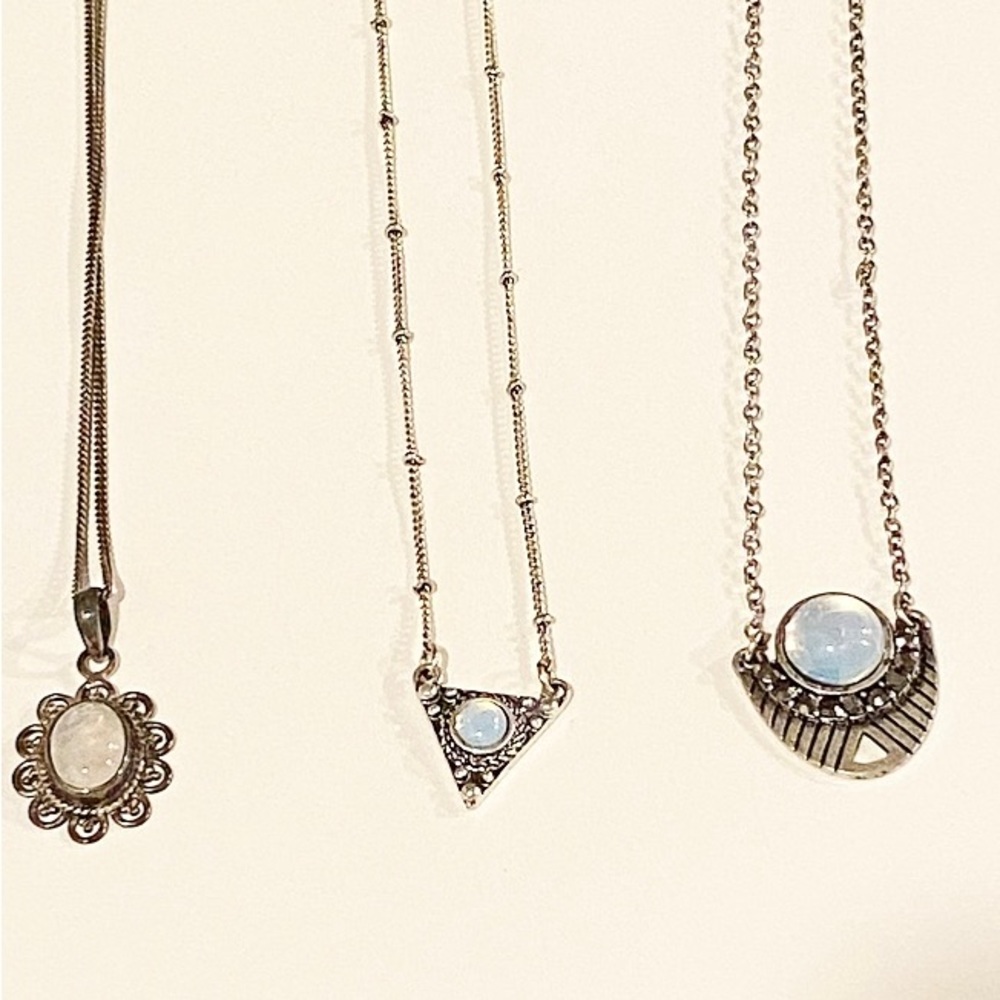 Set of 3 Moonstone charm necklaces